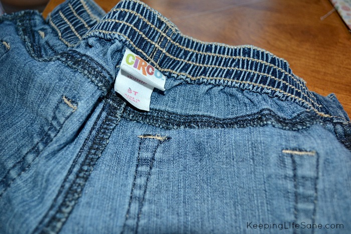 Circo toddler jeans turned inside out