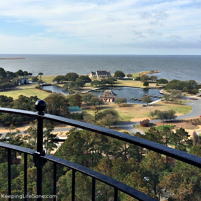 View look out from the top of Currituck Lighthouse- Houses and ocean