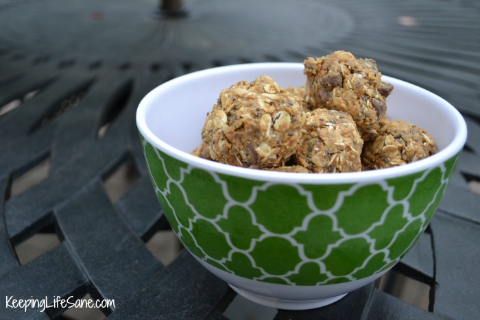 Green bowl with protein balls for kids