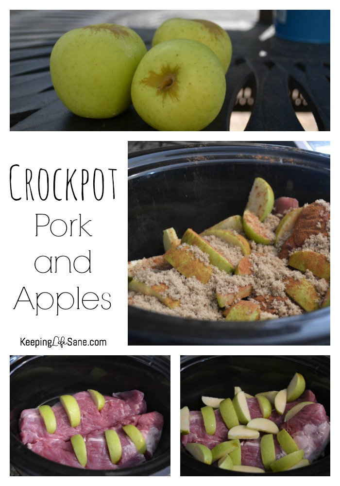 Crockpot pork and apples is the perfect fall meal for busy families. Serve with sweet potatoes and it's just about perfect.
