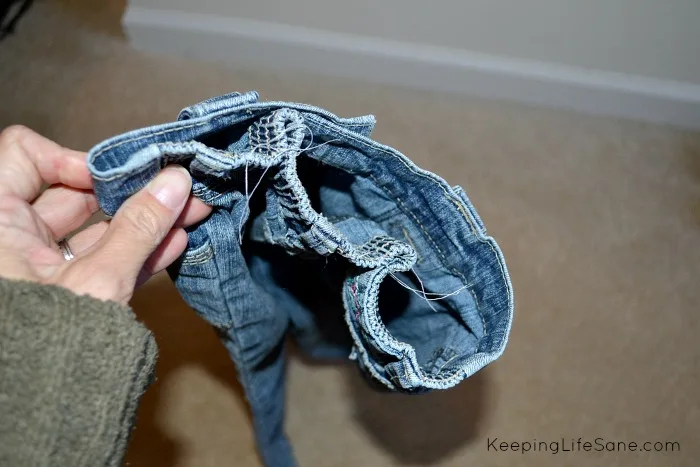 Showing jeans with smaller waistband