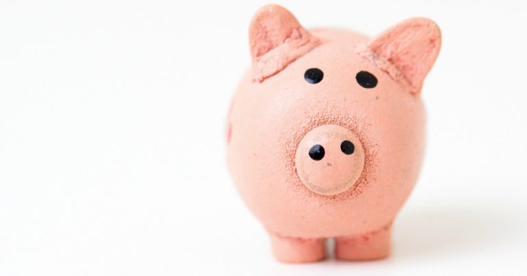 pink piggy bank with white background