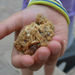 kid hand holding protein ball