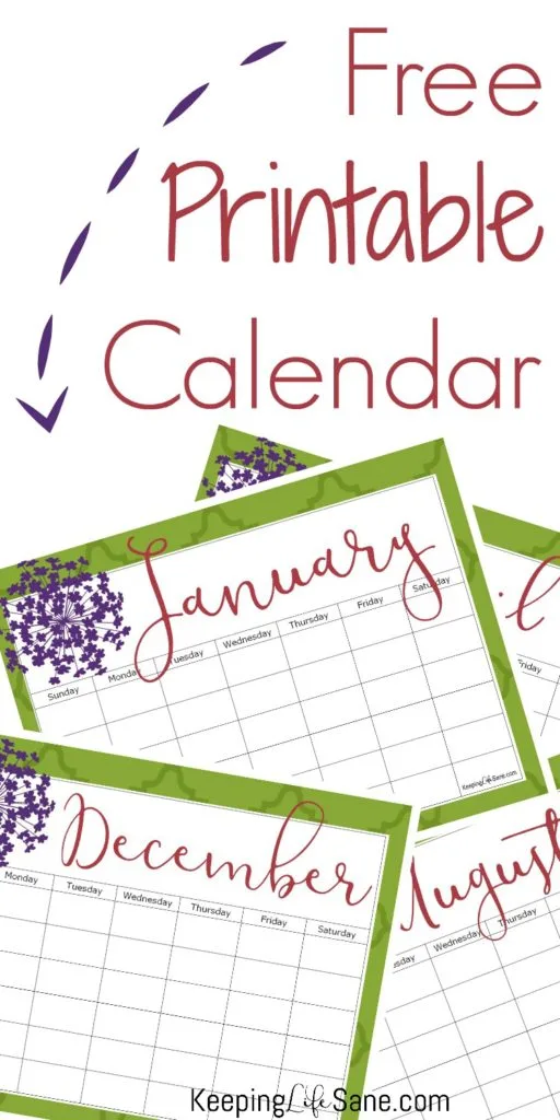 example of blank calendar to print