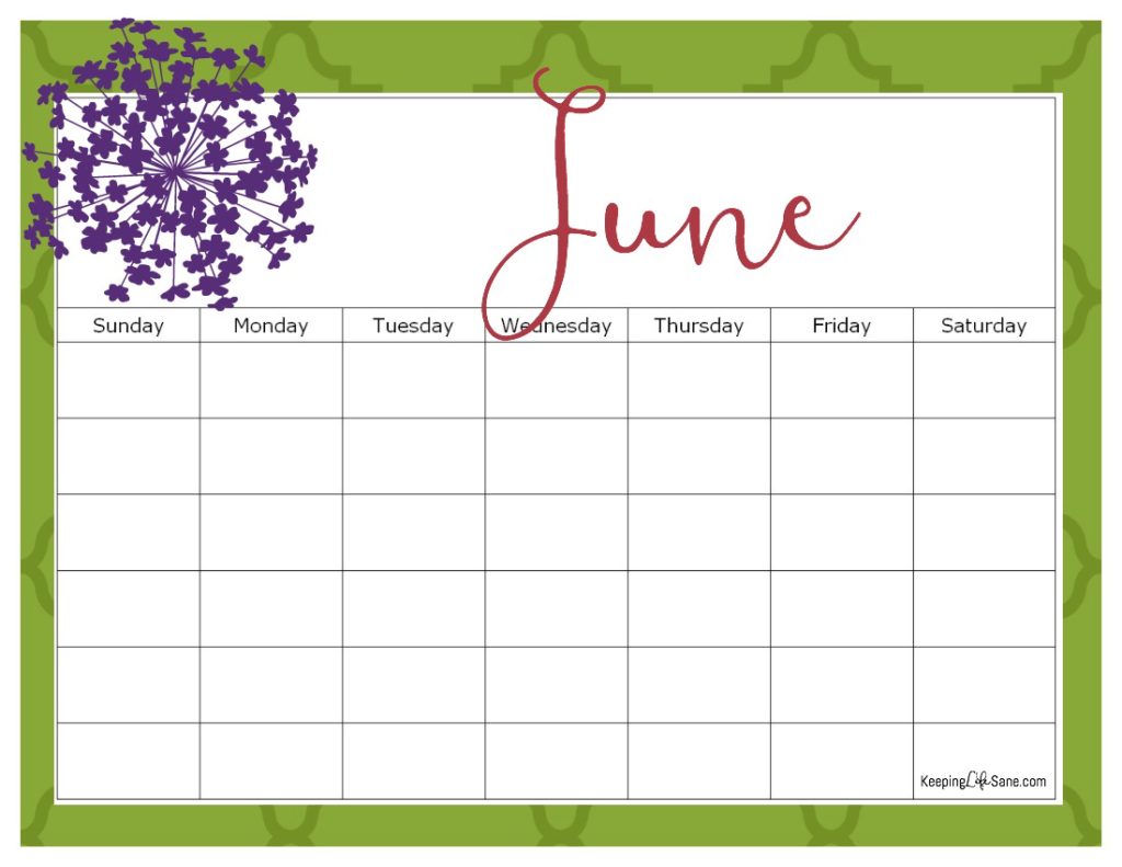 Printable Blank Calendar For FREE Keeping Life Sane Printable Blank Calendar For FREE Keeping Life Sane