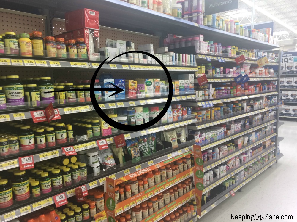 Walmart Store Shelf in vitamin aisle