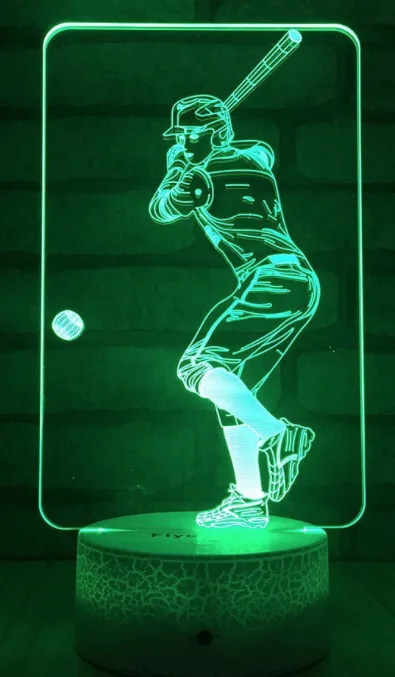 Green neon baseball night light