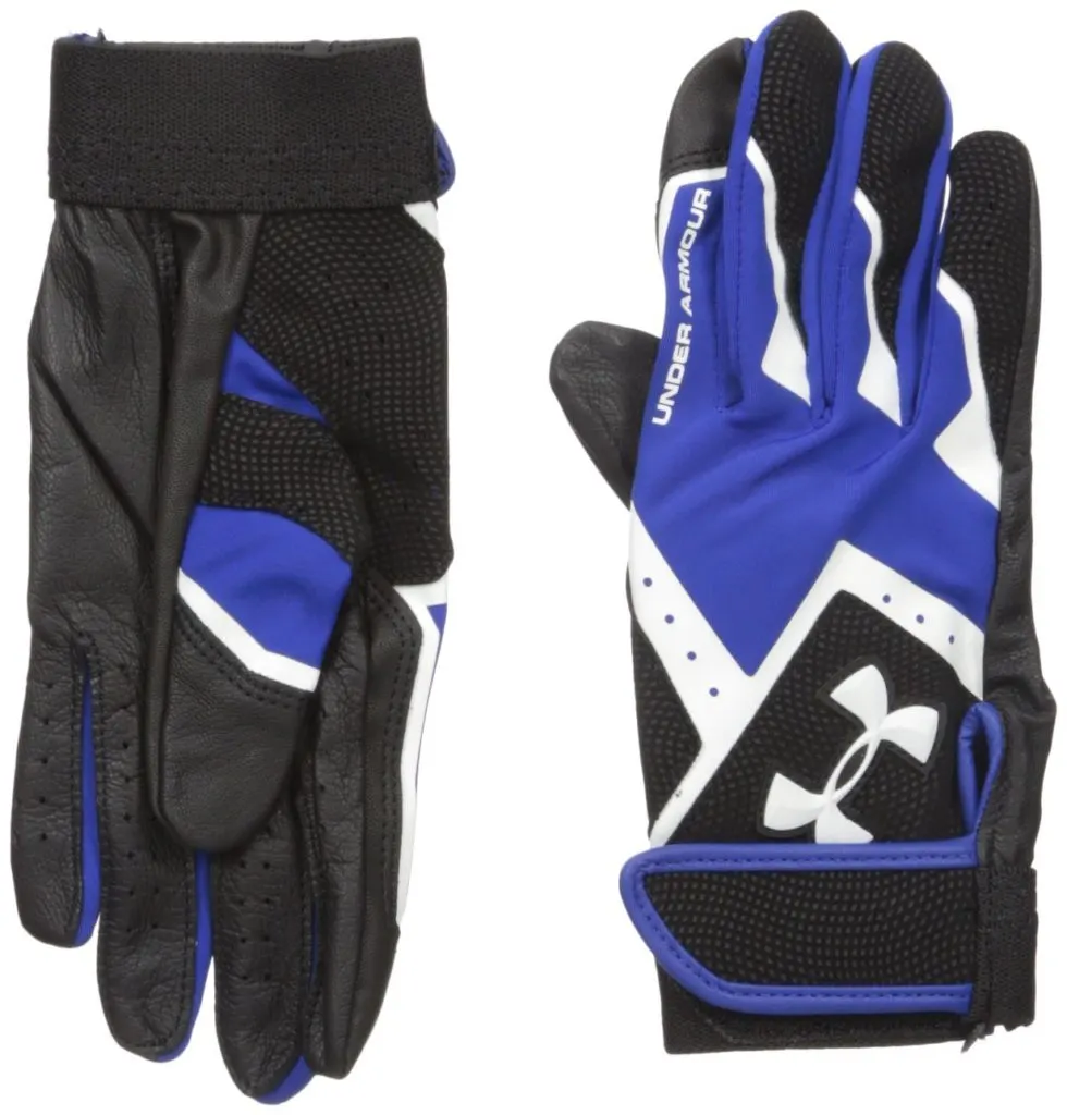 blue, white and black batting gloves