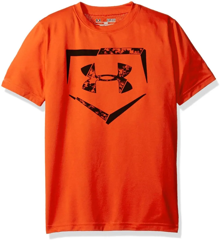 orange under armour baseball tee