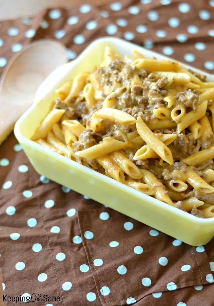 Add this yummy cheesy hamburger mac to your menu this week. I know your kids will love this family favorite and clean their plate.