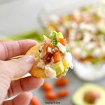 hand holding cracker with Cobb Dip