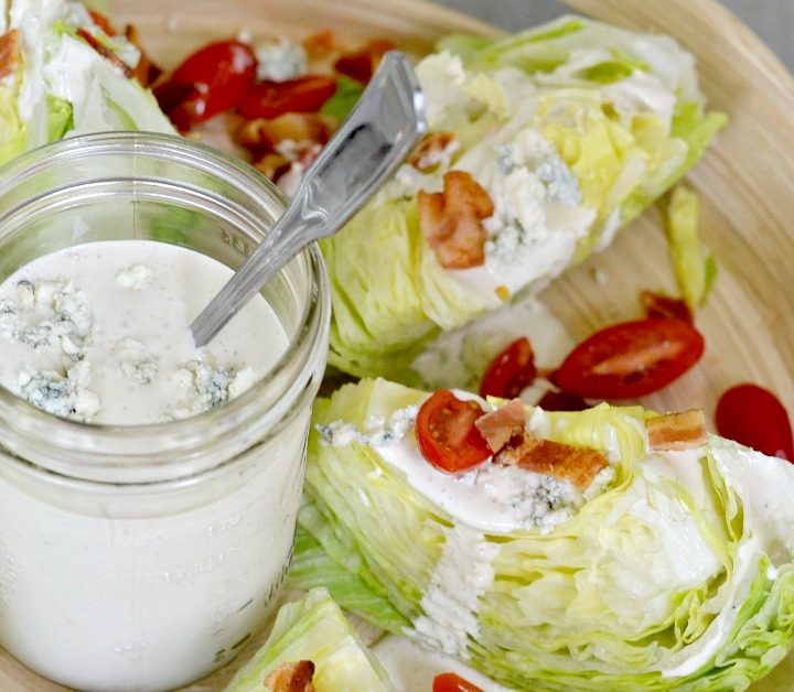 Here's a great recipe for homemade EGG FREE blue cheese dressing. It's so easy to make this and add to a delicious wedge salad!