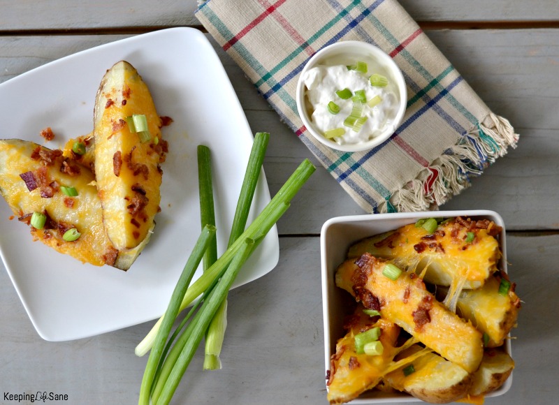 These quick loaded potato wedges are perfect for a regular week night meal or party for watching a football game. Everyone loves them!