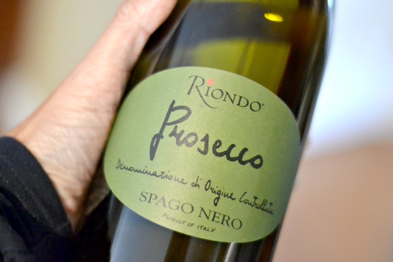 closeup of bottle of Riondo Prosecco