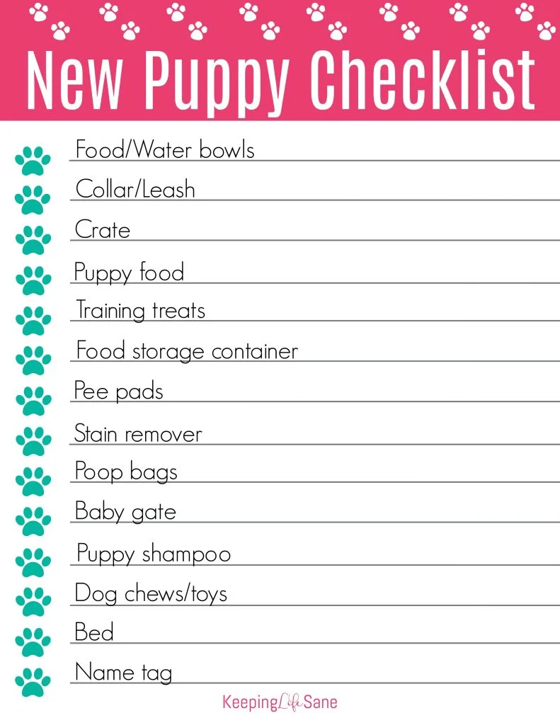 preview of new puppy checklist pdf to print out