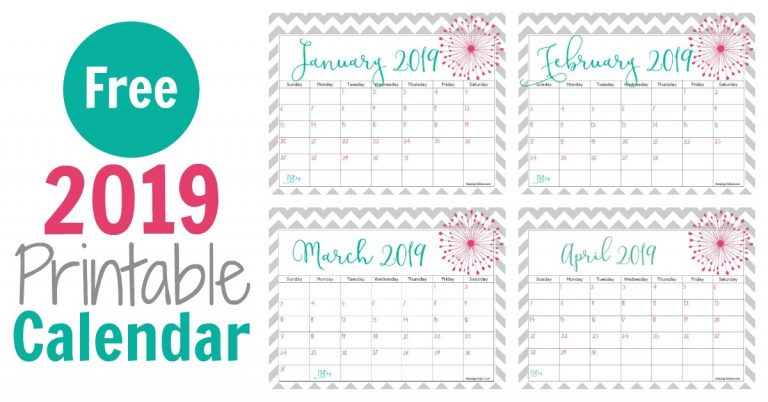 Don't you love looking at the month in a glance? Grab this free 2019 printable calendar. It's such a pretty style and will help you get organized.