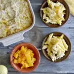 Overhead view of two small bowls of butternut squash Mac n cheese