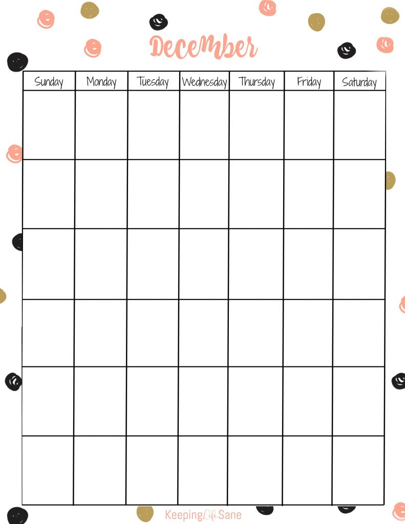 Vertical Calendar with cute dots