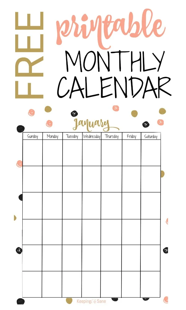 Vertical Calendar {FREE to Print} Keeping Life Sane