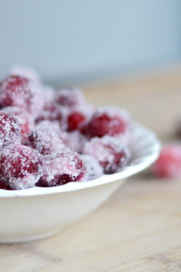 These EASY sugared cranberries are the perfect treat for Thanksgiving or Christmas. Make them ahead of time and pull them out to snack on!