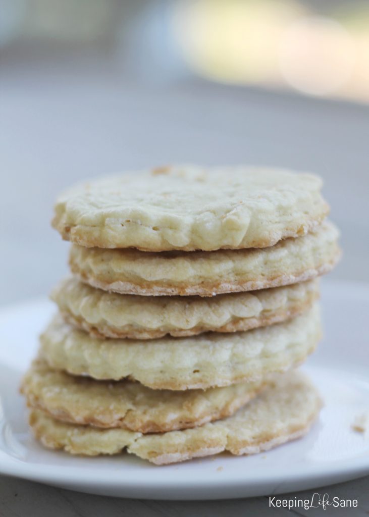 stack of six eggless tea cakes