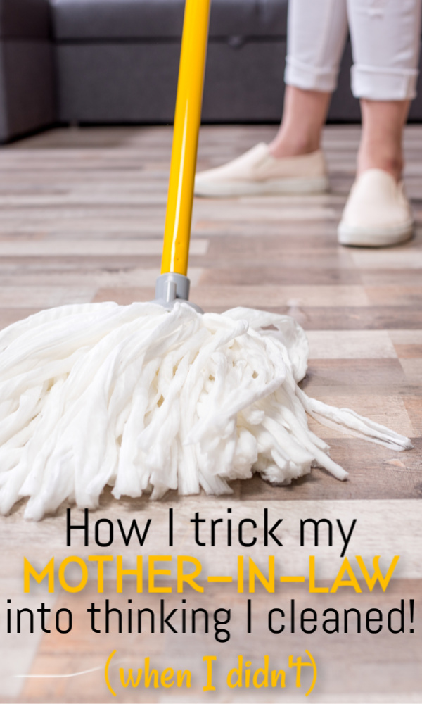 Here are some great cleaning tricks to make your house look great. It's how I trick my mother-in-law that I cleaned when I really didn't! :) #Cleaning #organizing #Declutter #SAHM #WAHM