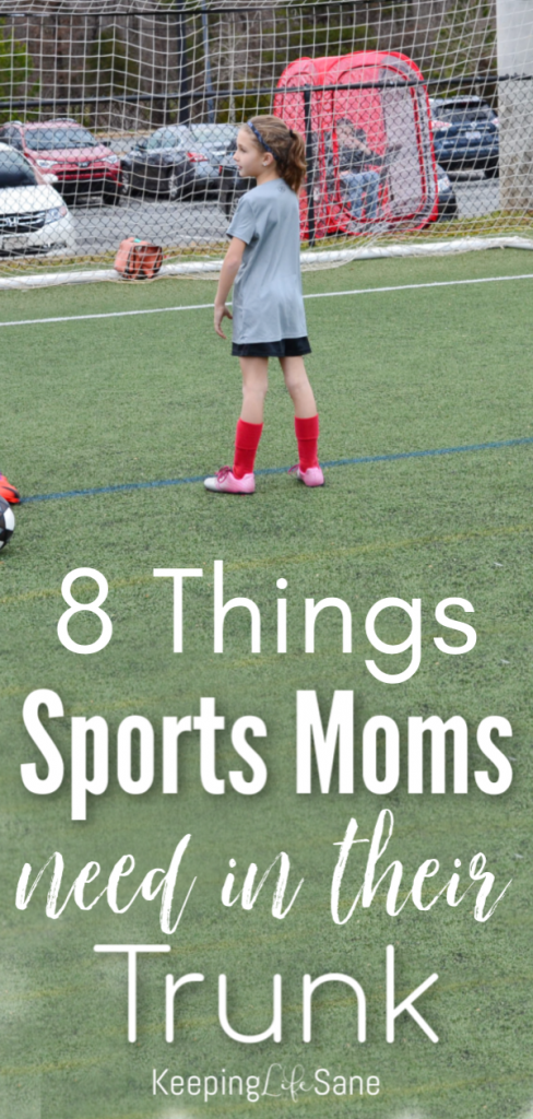 You must be a sports mom and you're going to love this list of 8 things to keep in your trunk. You don't want to be stuck at a game without these.