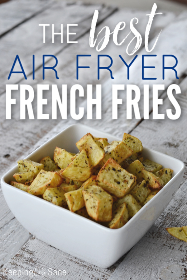 Air fryers are the best and this is the BEST homemade air fryer French fries on the Internet. You are going to love this three ingredient side dish. #AirFryer #AirFryerRecipe #AirFryerSide #AirFryerDinner #Dinner #Side #SideDish #Potatoes #FrenchFries #HomemadeFrenchFries