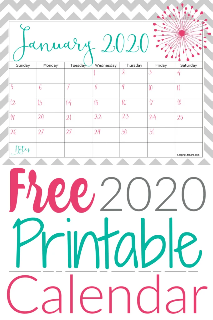 Don't you love looking at the month at a glance? Grab this free 2020 calendar. It's such a pretty style and will help you get organized.