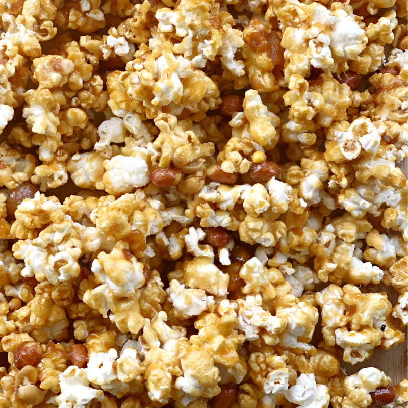 Close up of peanut caramel popcorn