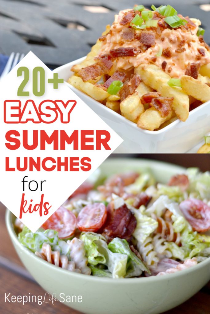 pasta salad and fries for easy summer lunches for kids