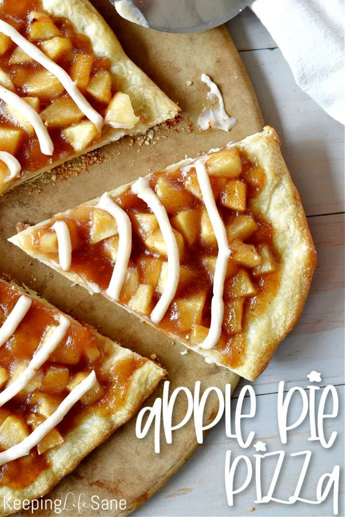 apple pizza with slice coming out