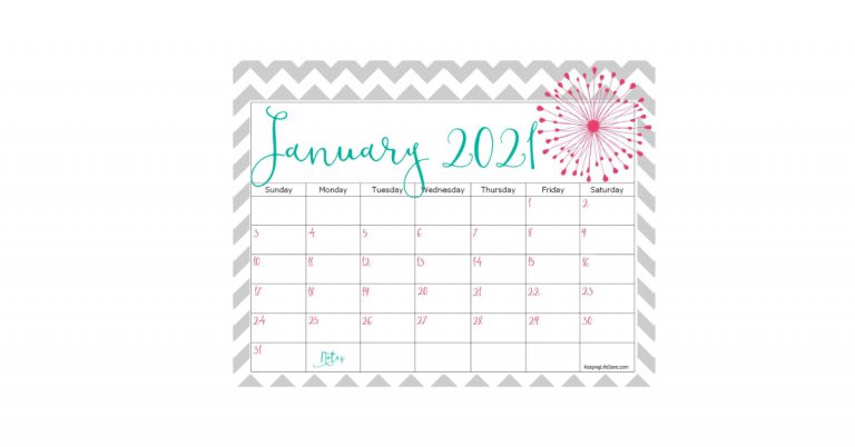Cute Printable 2021 Calendar {for FREE}