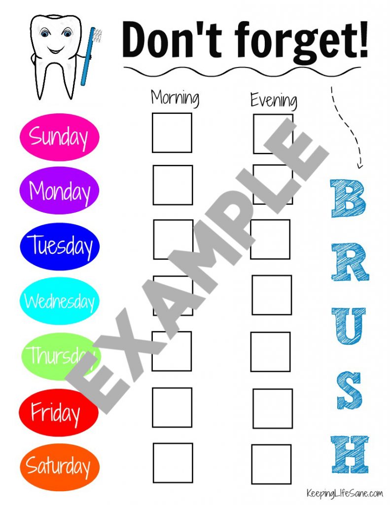 Example of printable chart