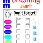 Example of tooth brushing chart