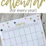 printed out vertica wall calendar on wooden table