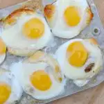 closeup of egg cups in muffin pan