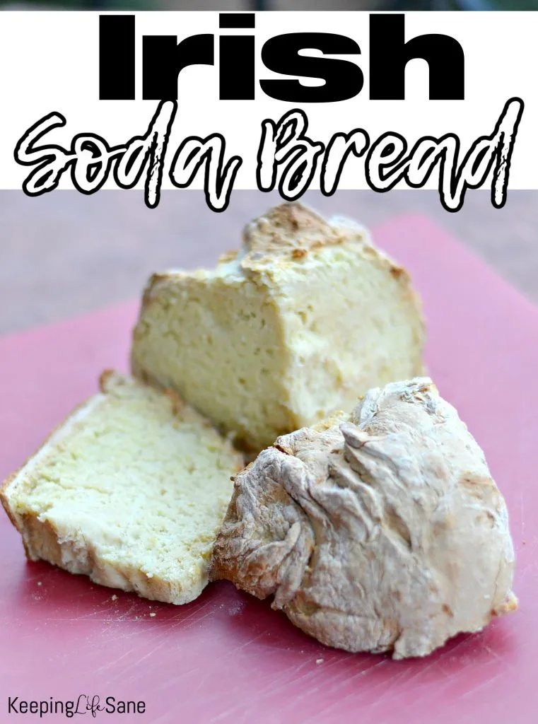 sliced Irish soda bread on red mat