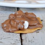 closeup of gooey caramel and chocolate cluster