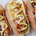 overhead and closeup view of South Carolina Bird Dog with a drizzle of honey mustard