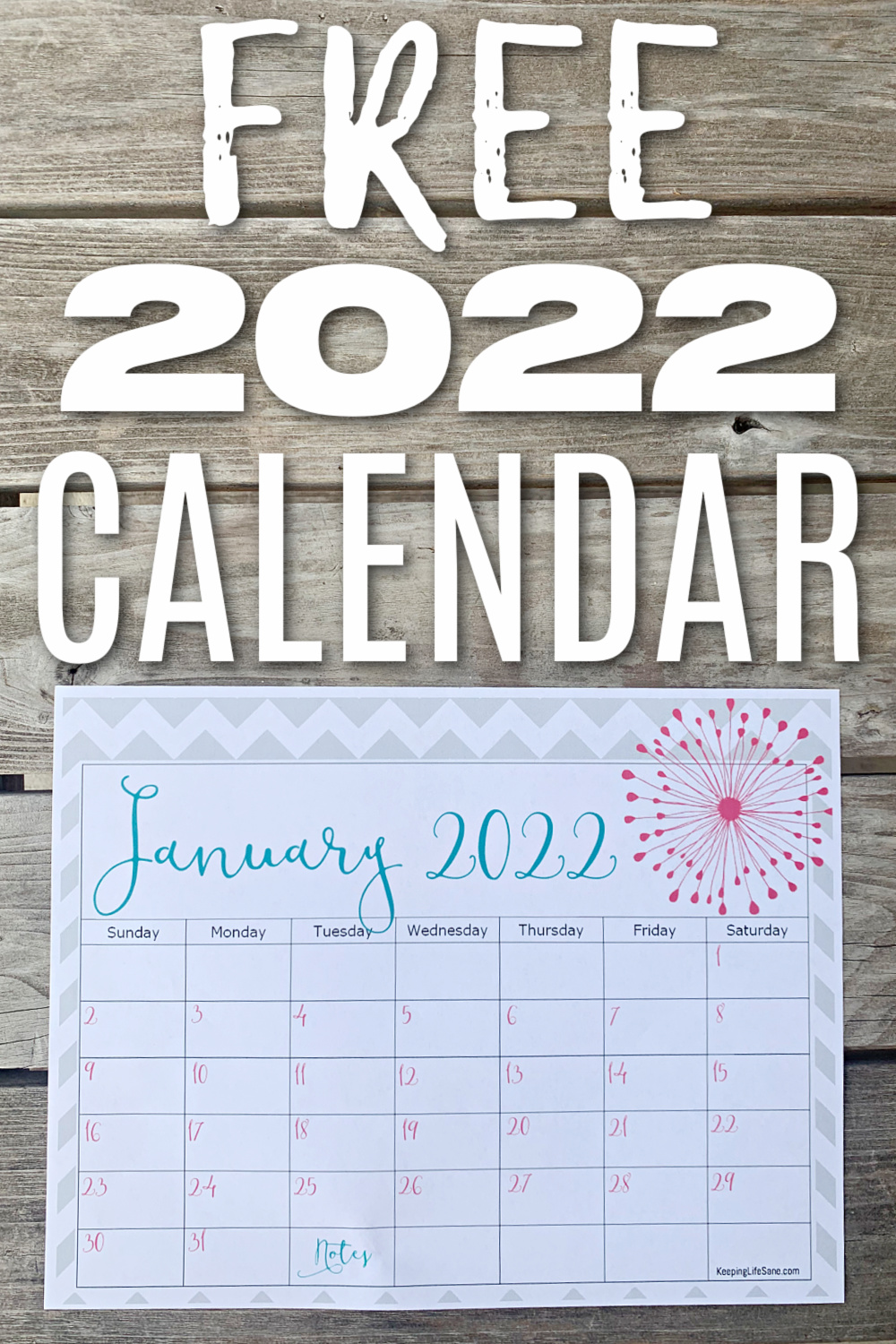 Free Printable 2022 Calendar Cute Printable 2022 Calendar {Free} - Keeping Life Sane