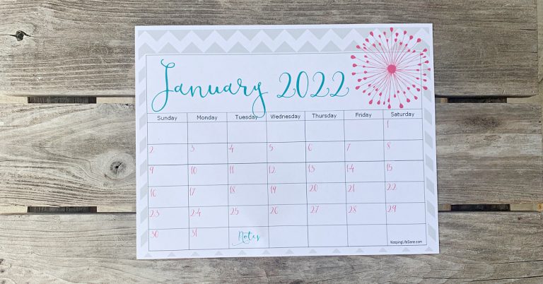 January Calendar on wooden table