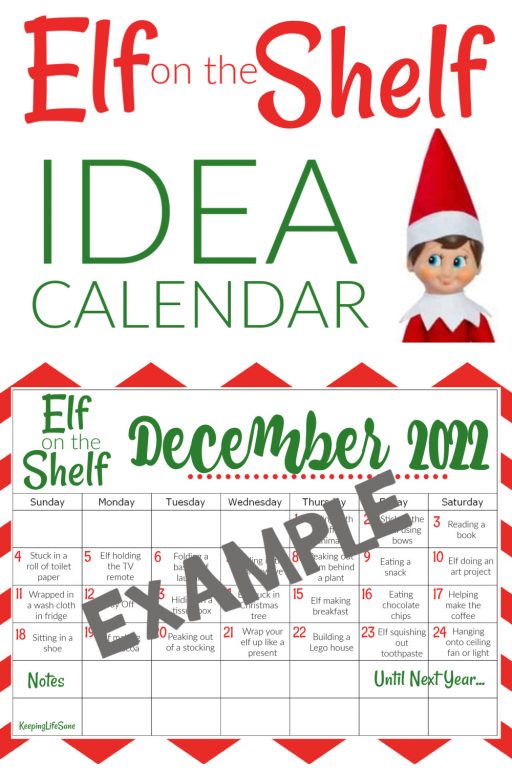 Elf on the Shelf Calendar 2022 - Keeping Life Sane