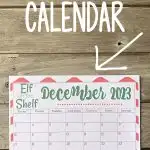 Red and green Elf on the Shelf calendar for December 2023
